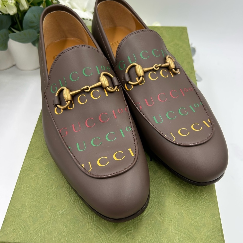 Men's Gucci JORDAAN horse bit 100th anniversary, Leather loafers 7.5 fits 8.5 US - Picture 3 of 10